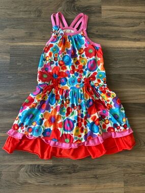 Isobella & Chloe Girls Multicolor Floral Ruffle Dress Sz 8